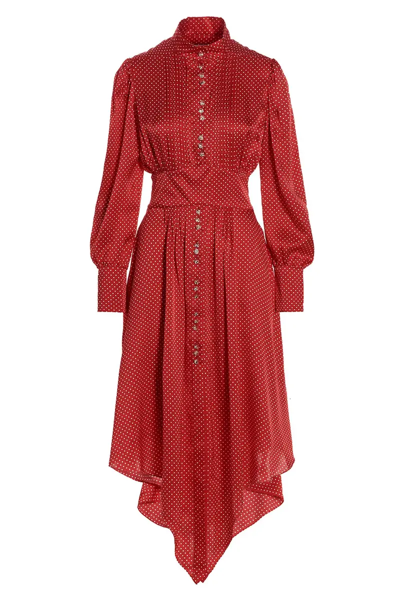 Abito Midi Pois Rosso