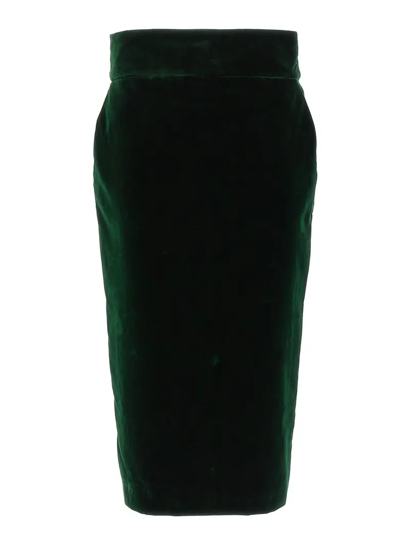 Gonna midi in velluto Verde