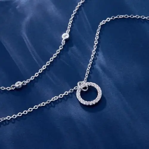 ALEXCRAFT Collana Argento 925 Donna Doppia Collana Lunga Donna Con Ciondolo Catenina Acciaio Donna Collana Acciaio miniatura 3