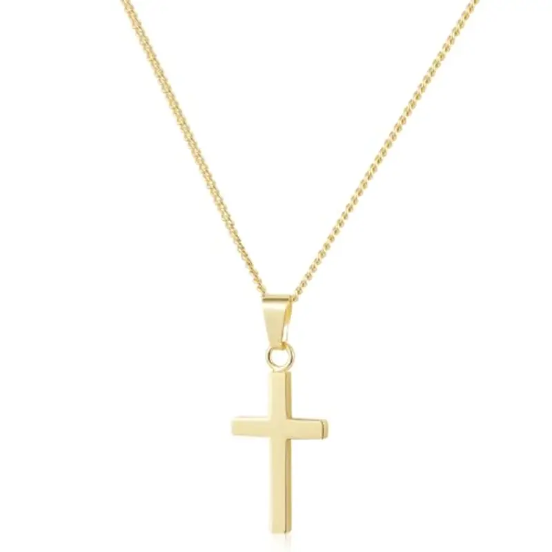 ALEXCRAFT Collana Croce Donna Uomo Oro 14K Placcato Acciaio Ciondolo Cristiana Gioielli Crocifisso Collanina Cattolico Pendente