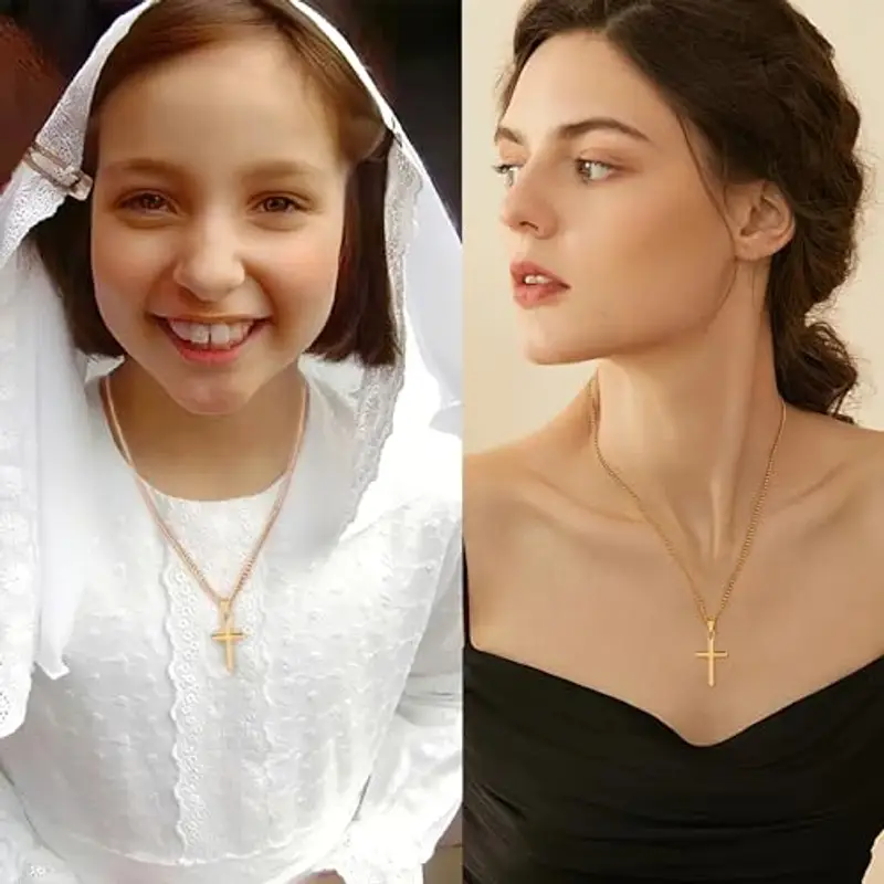 ALEXCRAFT Collana Croce Oro Crocifisso Uomo - Catenina Con Croce 60Cm D'Oro miniatura 2