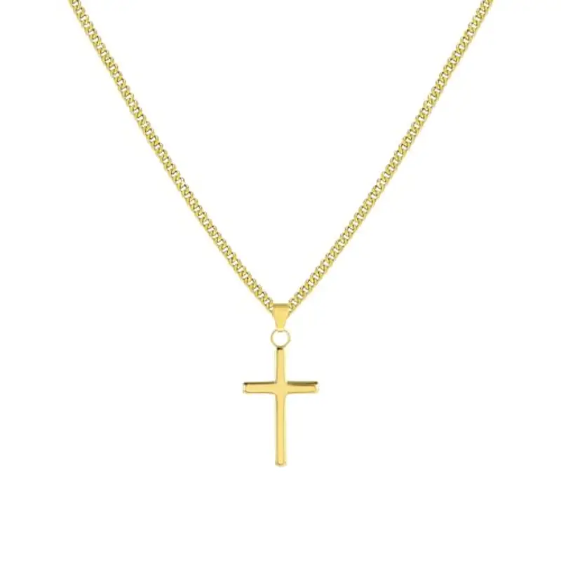 ALEXCRAFT Collana Croce Uomo Oro Collana Crocifisso Uomo Collana Croce Dorata Donna Oro 50+5cm