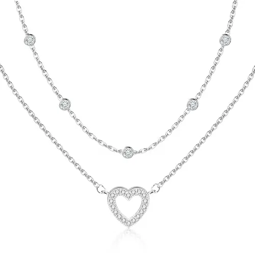 ALEXCRAFT Collana Donna Argento 925 Catenina Argento 925 Donna Collana Donna Cuore Girocollo Donna Argento Ciondolo miniatura 2