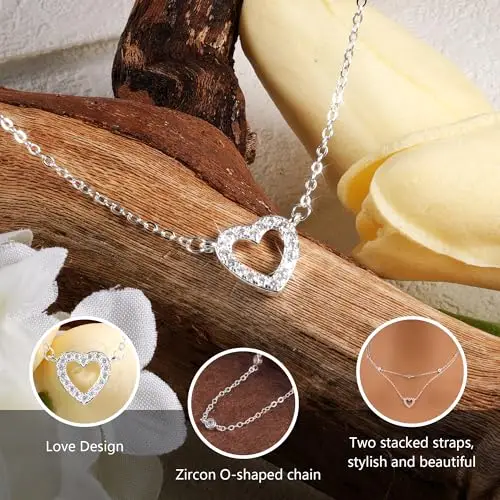 ALEXCRAFT Collana Donna Argento 925 Catenina Argento 925 Donna Collana Donna Cuore Girocollo Donna Argento Ciondolo miniatura 3