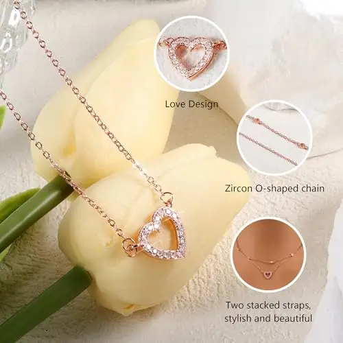 ALEXCRAFT Collana Donna Argento Sterling 925 con Collana con Zirconi Cubici da Donna, Catene a Strati Impilabili 2 in 1 miniatura 3