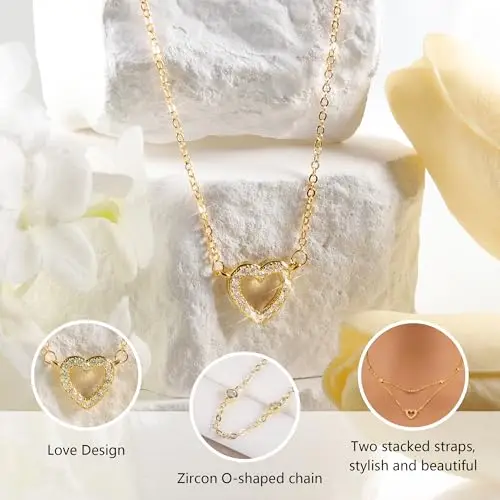 ALEXCRAFT Collana Donna Oro Argento 925 Con Cuore Ciondolo Lunga Girocollo Catenina miniatura 3