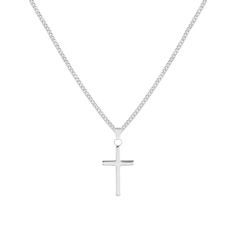 ALEXCRAFT Collana Uomo Croce Cristiana Crocifisso Collana Uomo Catenina Croce Catenina Crocifisso Ragazzo 55+5cm