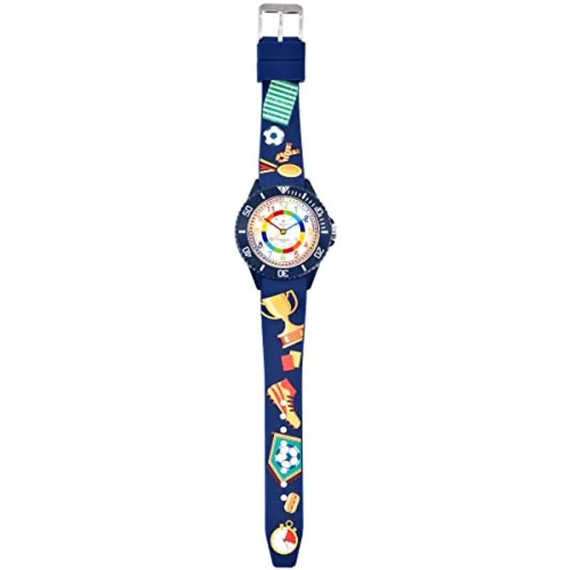 Alienwork Calcio Ragazzi Orologio di Apprendimento Bambini Ragazzi Ragazze Blu Marino Bracciale in Silicone Multicolore miniatura 3