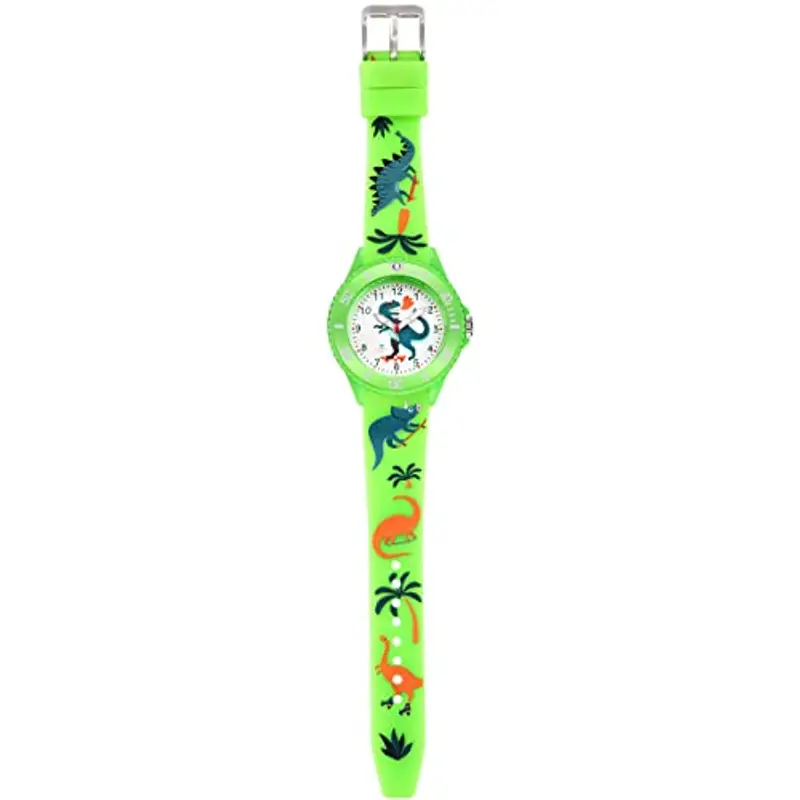 Alienwork Kids Dino T-Rex Orologio di Apprendimento Bambini Ragazzi Ragazze Verde Bracciale in Silicone bambini Impermeabile 5 ATM Tempo di Apprendimento miniatura 3