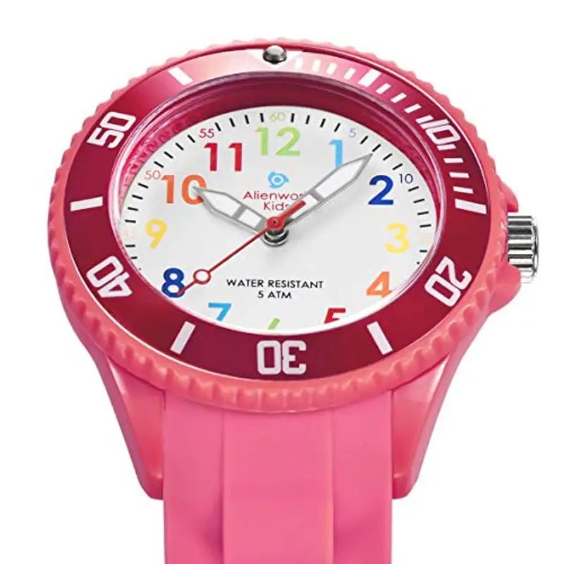 Alienwork Kids Orologio di Apprendimento Bambini Ragazze Rosa Bracciale in Silicone Multicolore bambini Impermeabile 5 ATM Tempo di Apprendimento miniatura 2