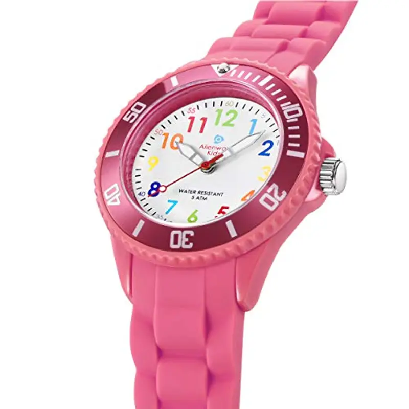 Alienwork Kids Orologio di Apprendimento Bambini Ragazze Rosa Bracciale in Silicone Multicolore bambini Impermeabile 5 ATM Tempo di Apprendimento miniatura 3