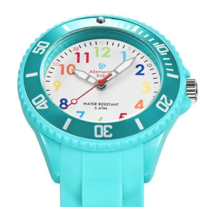 Alienwork Kids Orologio di Apprendimento Bambini Ragazze Turchese Bracciale in Silicone Multicolore bambini Impermeabile 5 ATM Tempo di Apprendimento miniatura 2