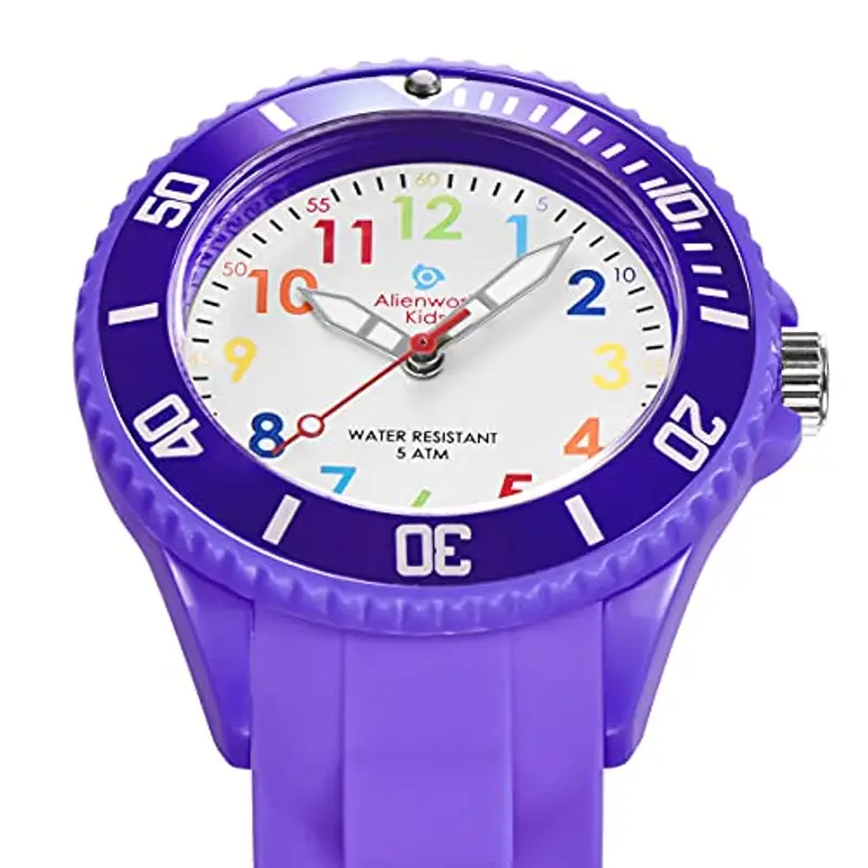 Alienwork Kids Orologio di Apprendimento Bambini Ragazze Viola Bracciale in Silicone Multicolore bambini Impermeabile 5 ATM Tempo di Apprendimento miniatura 2