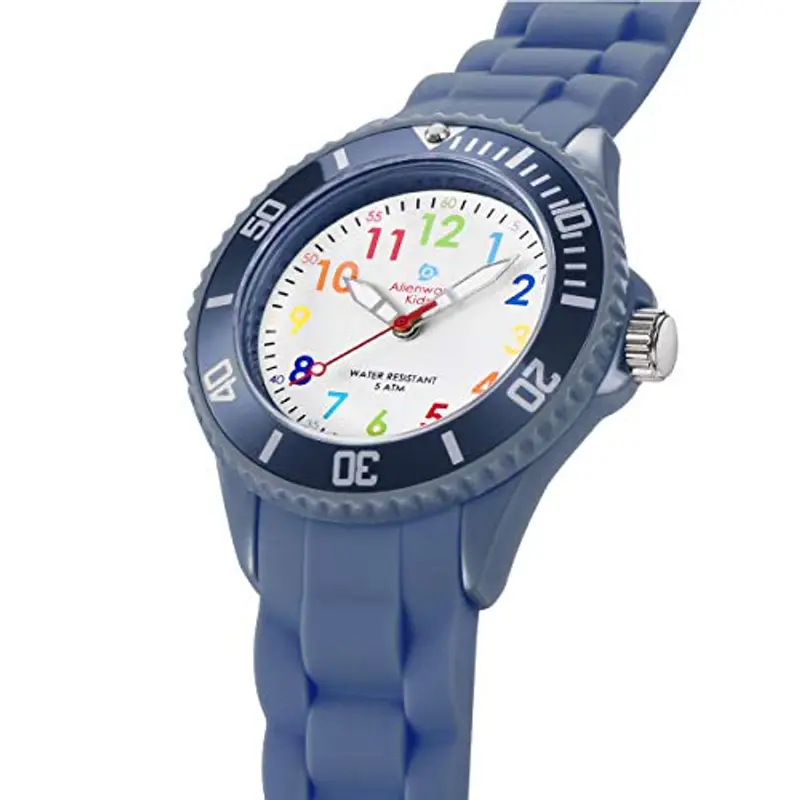 Alienwork Kids Orologio di Apprendimento Bambini Ragazzi Ragazze Blu Marino Bracciale in Silicone Multicolore bambini Impermeabile 5 ATM Tempo di Apprendimento miniatura 3