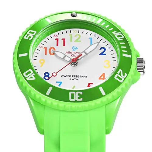 Alienwork Kids Orologio di Apprendimento Bambini Ragazzi Ragazze Verde Bracciale in Silicone Multicolore bambini miniatura 2