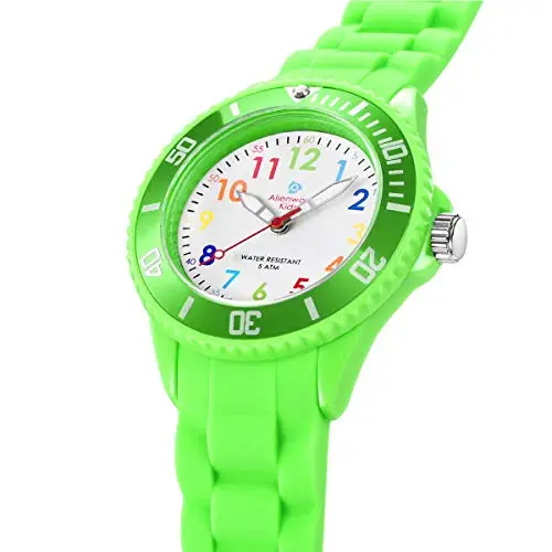 Alienwork Kids Orologio di Apprendimento Bambini Ragazzi Ragazze Verde Bracciale in Silicone Multicolore bambini miniatura 3