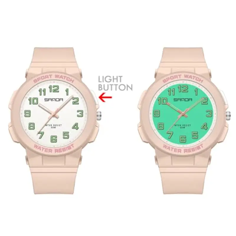 Alienwork Orologio Bambini Ragazze Pink Bianco bambini Impermeabile 5 ATM Sport miniatura 2