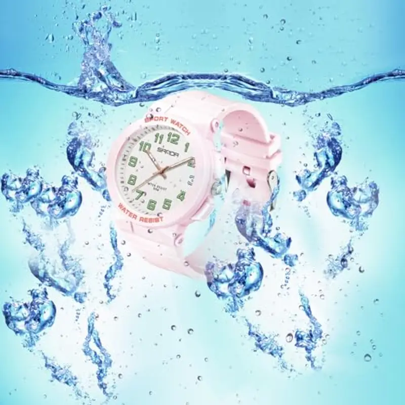 Alienwork Orologio Bambini Ragazze Pink Bianco bambini Impermeabile 5 ATM Sport miniatura 3