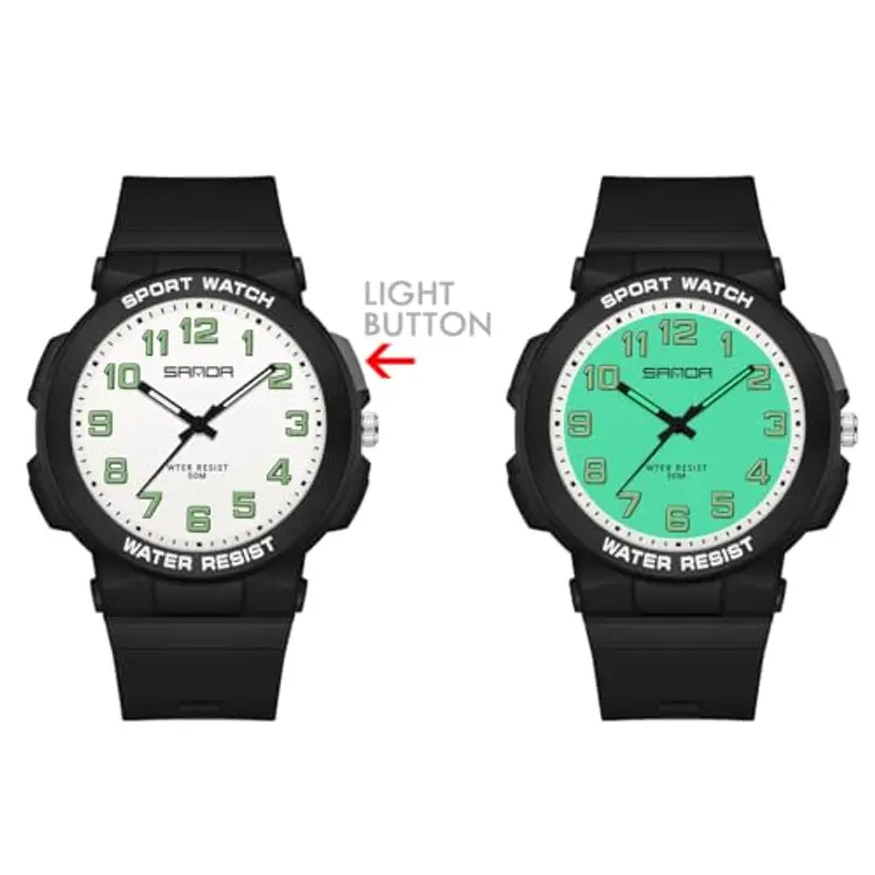 Alienwork Orologio Bambini Ragazzi Ragazze Nero Bianco bambini Impermeabile 5 ATM Sport miniatura 2