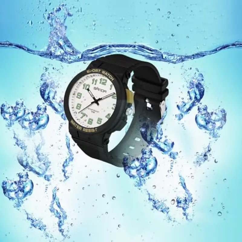 Alienwork Orologio Bambini Ragazzi Ragazze Nero Bianco bambini Impermeabile 5 ATM Sport miniatura 3