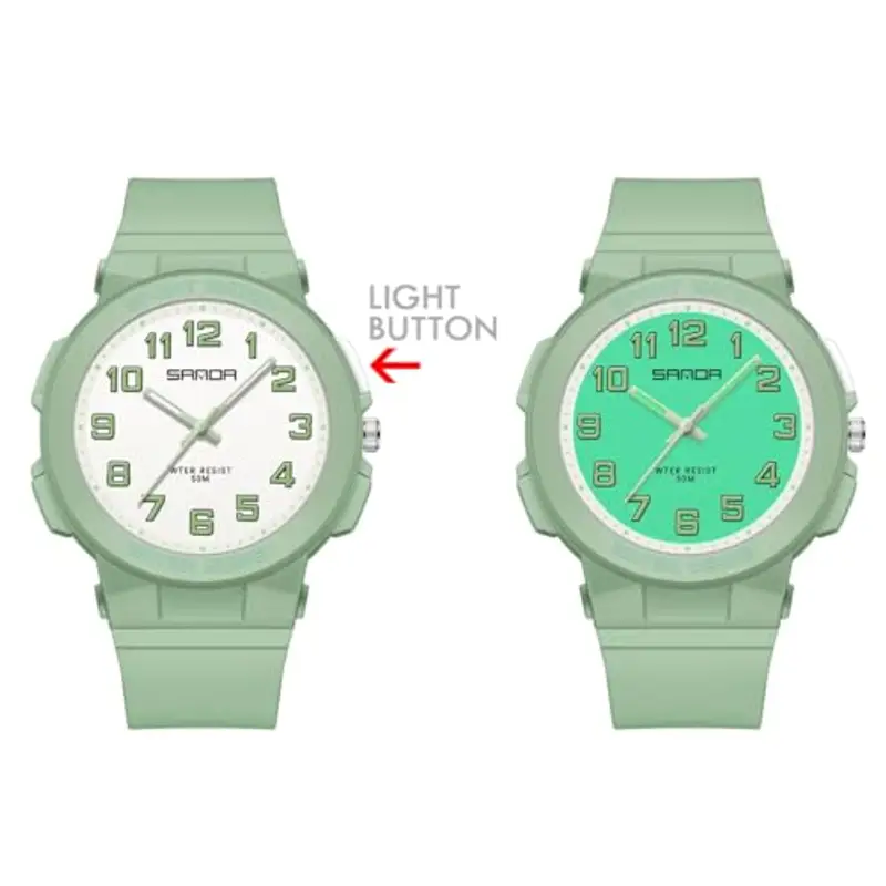 Alienwork Orologio Bambini Ragazzi Ragazze Verde Bianco bambini Impermeabile 5 ATM Sport miniatura 2