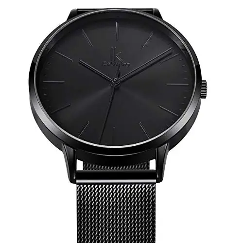 Alienwork Orologio Donna Nero Cinturino in Maglia Metallo Ultra Sottile miniatura 3