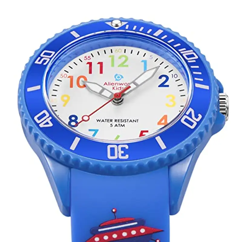 Alienwork Spazio Alien Orologio di Apprendimento Bambini Ragazzi Blu Bracciale in Silicone Multicolore bambini miniatura 2