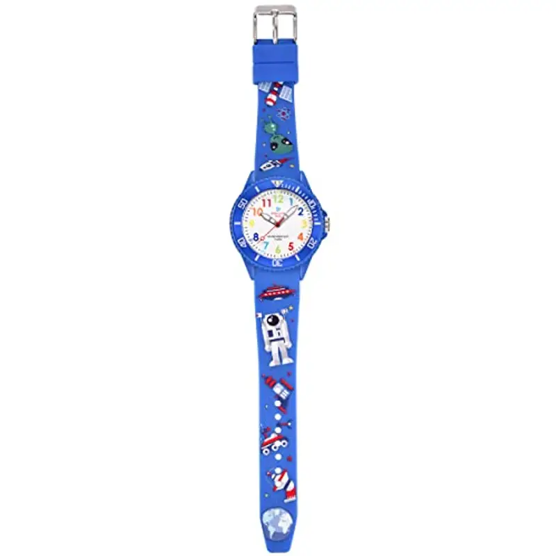 Alienwork Spazio Alien Orologio di Apprendimento Bambini Ragazzi Blu Bracciale in Silicone Multicolore bambini miniatura 3