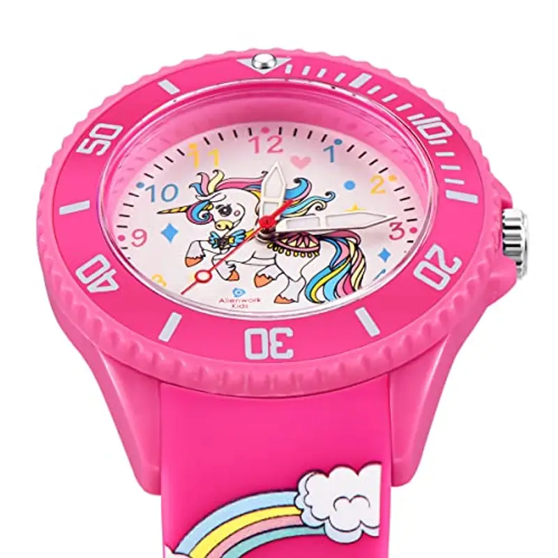 Alienwork Unicorno Ragazza Orologio di Apprendimento Bambini Ragazze Pink Bracciale in Silicone Multicolore bambini Impermeabile 5 ATM Tempo di Apprendimento miniatura 2