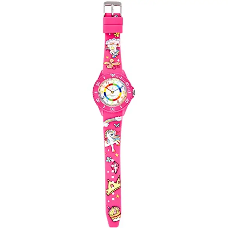 Alienwork Unicorno Ragazza Orologio di Apprendimento Bambini Ragazze Rosa Bracciale in Silicone Multicolore bambini Impermeabile 5 ATM Tempo di Apprendimento miniatura 3