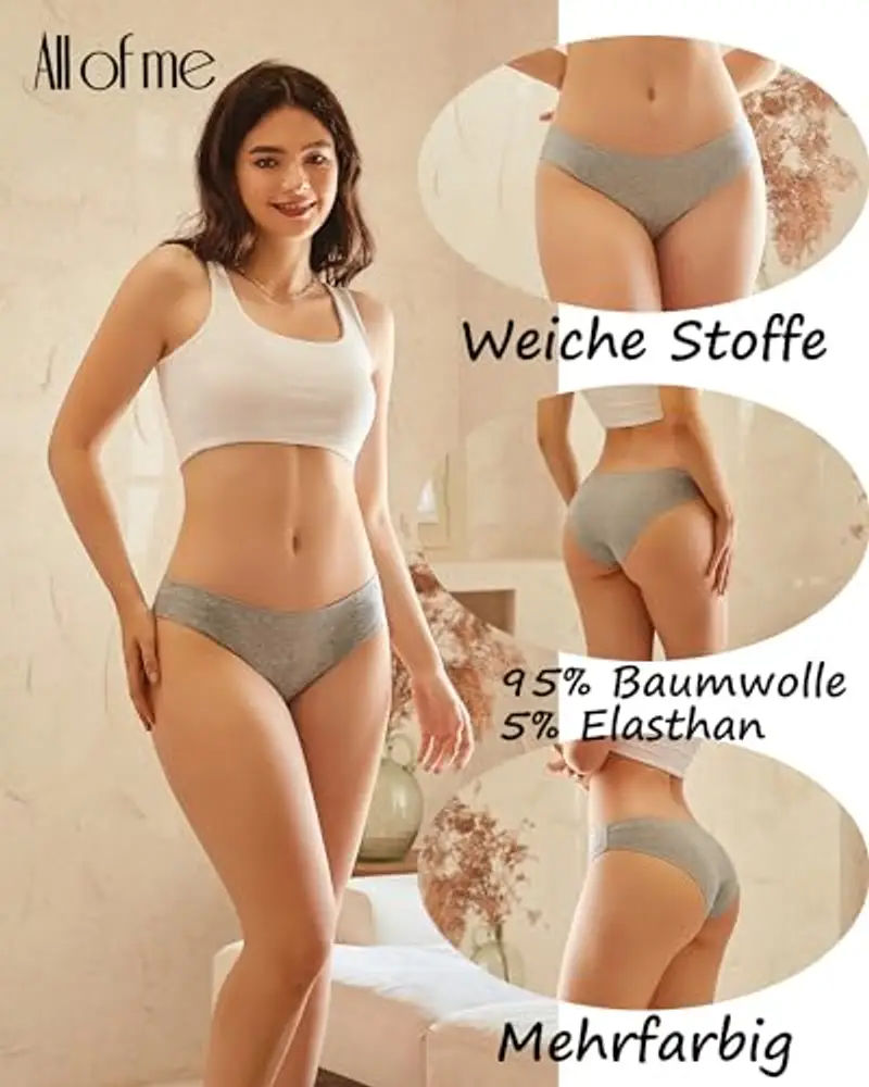 ALL OF ME 6 Pacchetti di Mutande Donna Cotone Intimo Set Mutandine Cotone Scivola Multipack Hipster Traspirante S miniatura 2