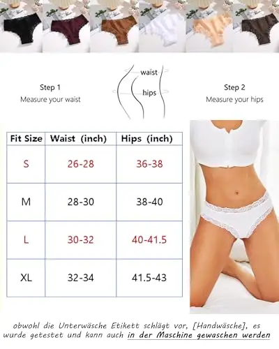 ALL OF SHE Pack De 5 Calzoncillos Algodón para Mujer Braguitas Brasileñas Encaje Sexys Hipster Cheeky Paquete Múltiple miniatura 2