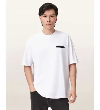 per uomo M002PC Maglietta bianca censurata (S), Bianco, Casual, Cotone, Manica corta Nero