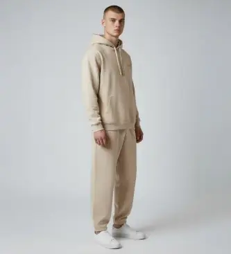 unisex M034NB Felpa Underground (S), Casual, Taupe, Cotone biologico, Sostenibile