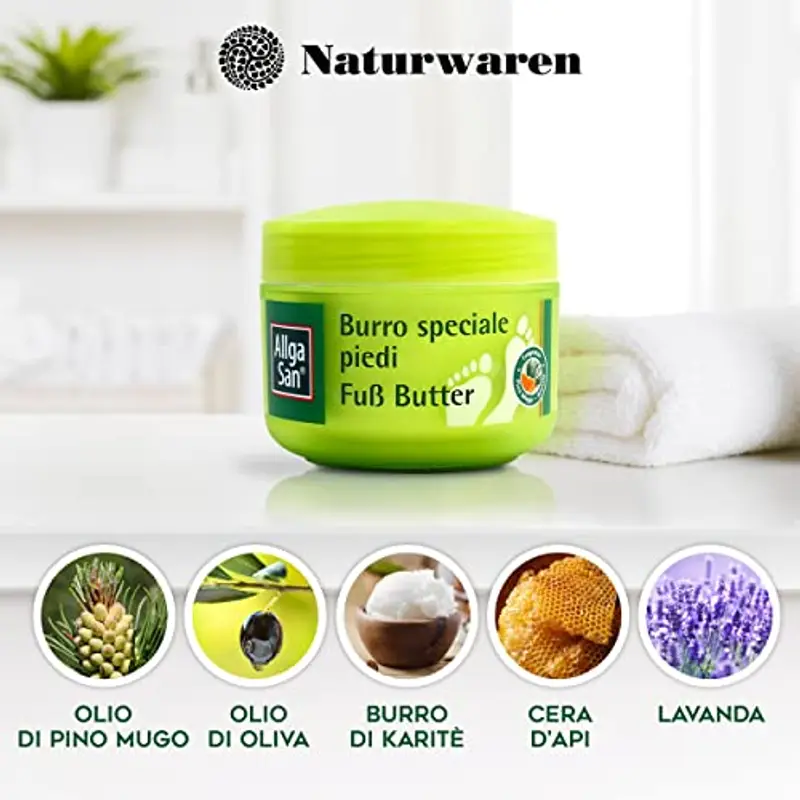 Allga San Burro Speciale Piedi - Crema Piedi Secchi e Screpolati, 200 ml - Idratante e Profumata per Piedi Vellutati Fin dalle Prime Applicazioni - Con Burro di Karitè e Burro di Cacao miniatura 3