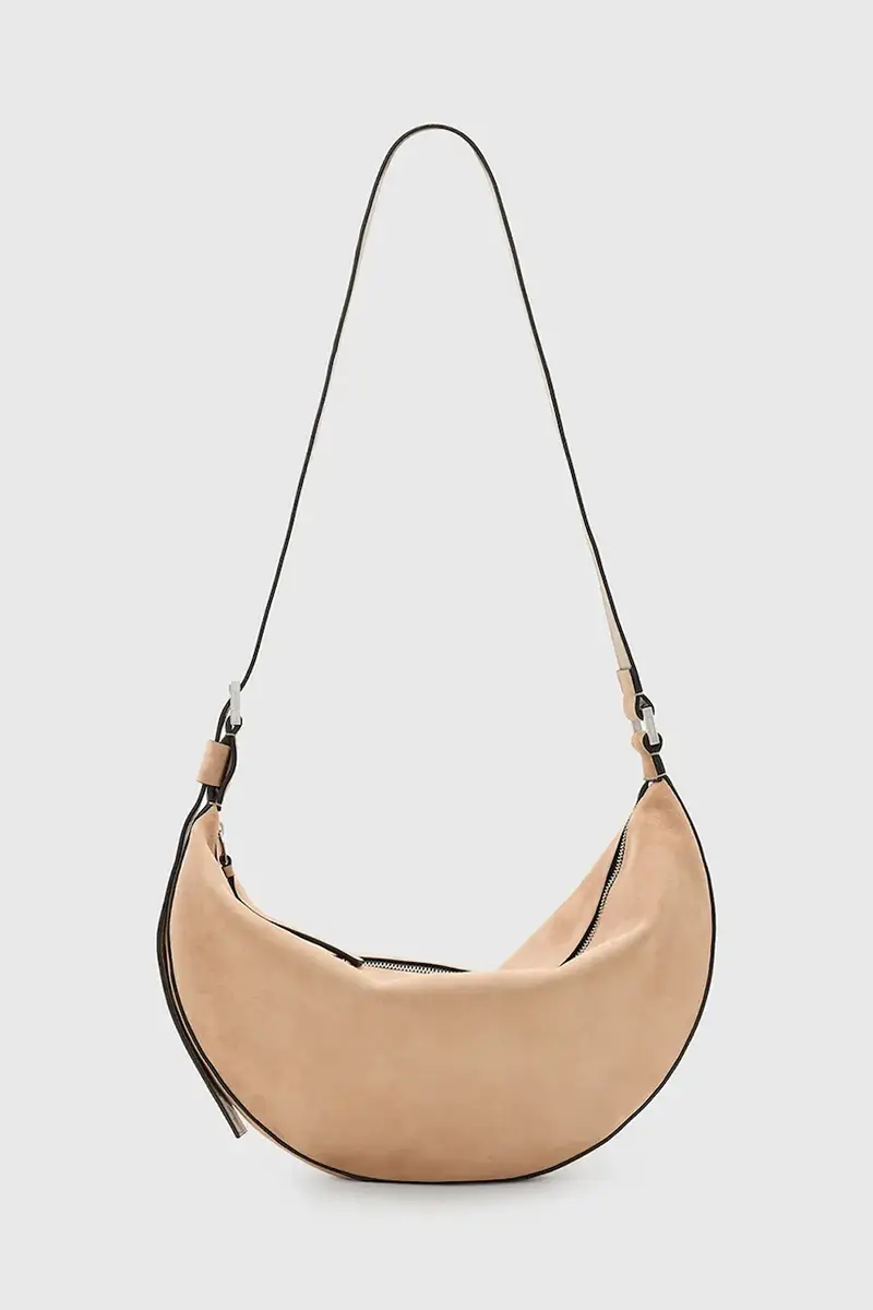 borsa in pelle scamosciata HALFMOON colore beige W098XC