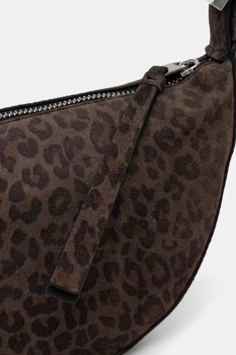 borsa in pelle scamosciata HALFMOON colore marrone W355XD miniatura 5