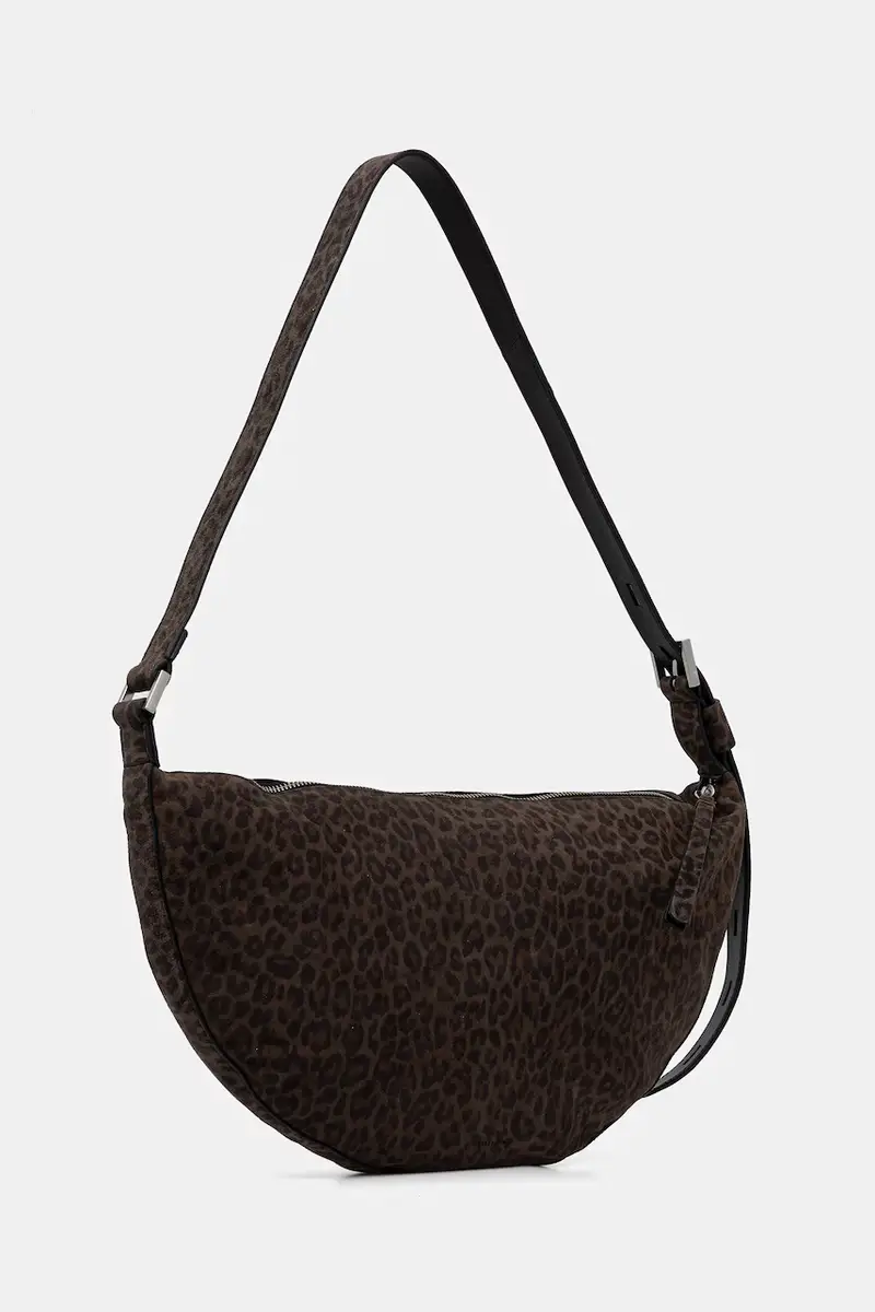 borsa in pelle scamosciata HALFMOON colore marrone W357XD miniatura 2