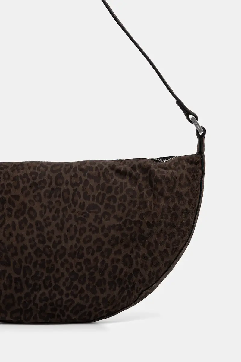 borsa in pelle scamosciata HALFMOON colore marrone W357XD miniatura 3