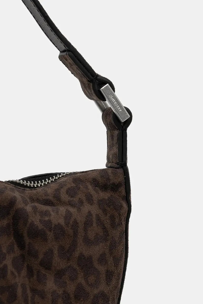 borsa in pelle scamosciata HALFMOON colore marrone W357XD miniatura 4