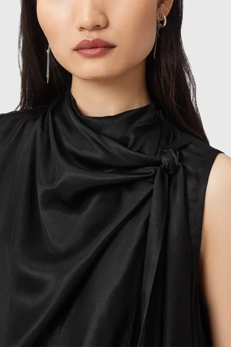 camicetta con seta HERELA colore nero W011PD miniatura 2