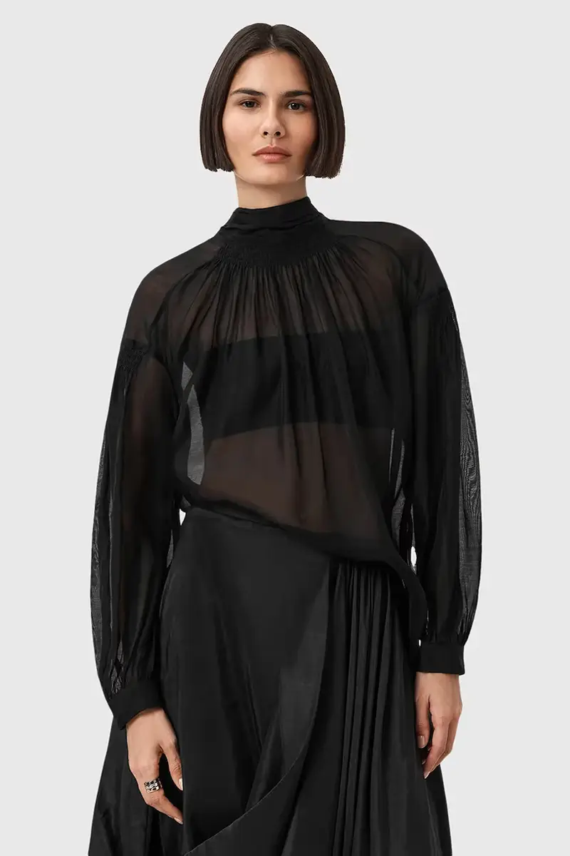 camicetta con seta PEARLA colore nero W027PD