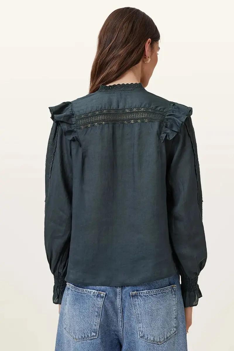 camicetta in cotone HEATHER donna colore blu navy W038PC miniatura 4