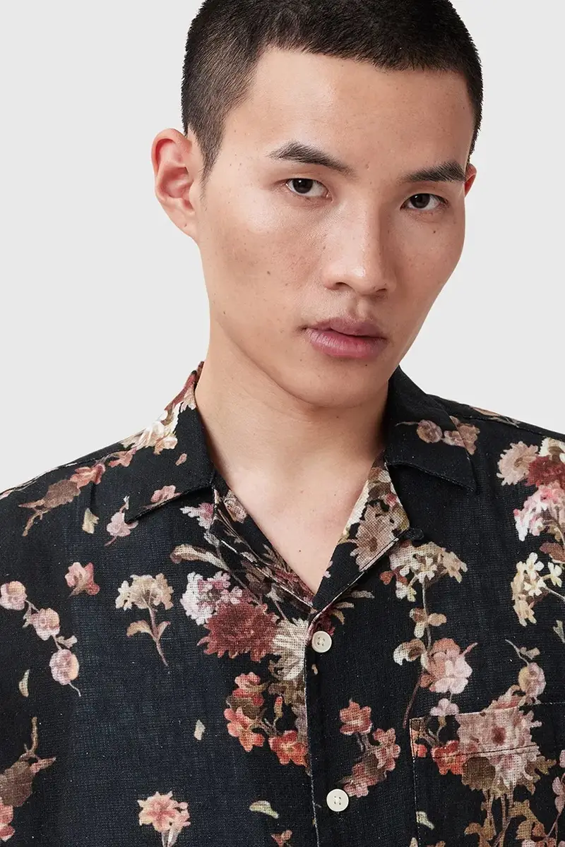 camicia con lino ARMADA colore nero M002SD miniatura 2