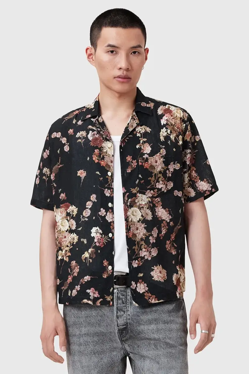 camicia con lino ARMADA colore nero M002SD miniatura 4