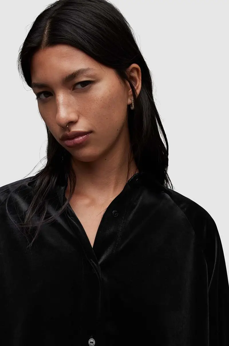 camicia di velluto Oana colore nero miniatura 2