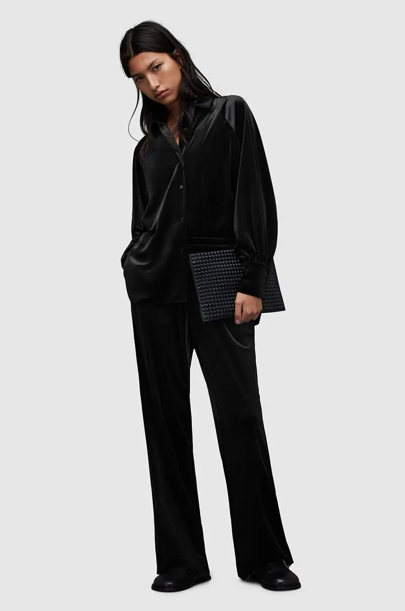 camicia di velluto Oana colore nero miniatura 5