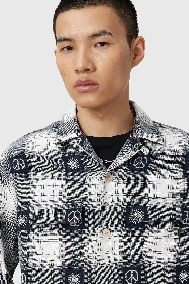 camicia in cotone CASTOR uomo colore grigio M030SD miniatura 2