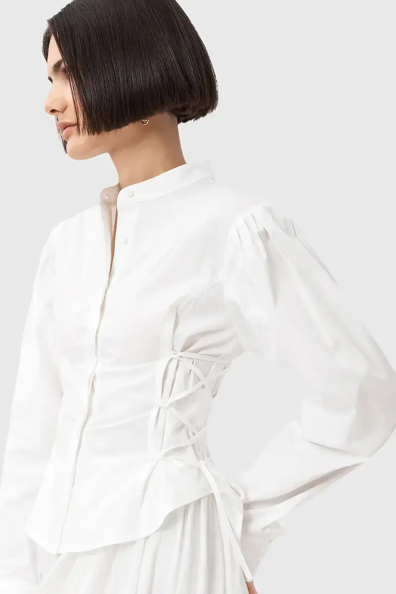 camicia in cotone EVANNA donna colore bianco W016PD miniatura 2