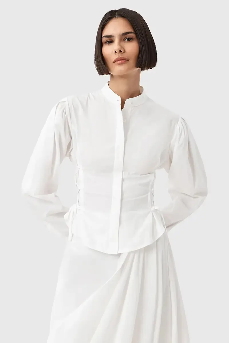 camicia in cotone EVANNA donna colore bianco W016PD